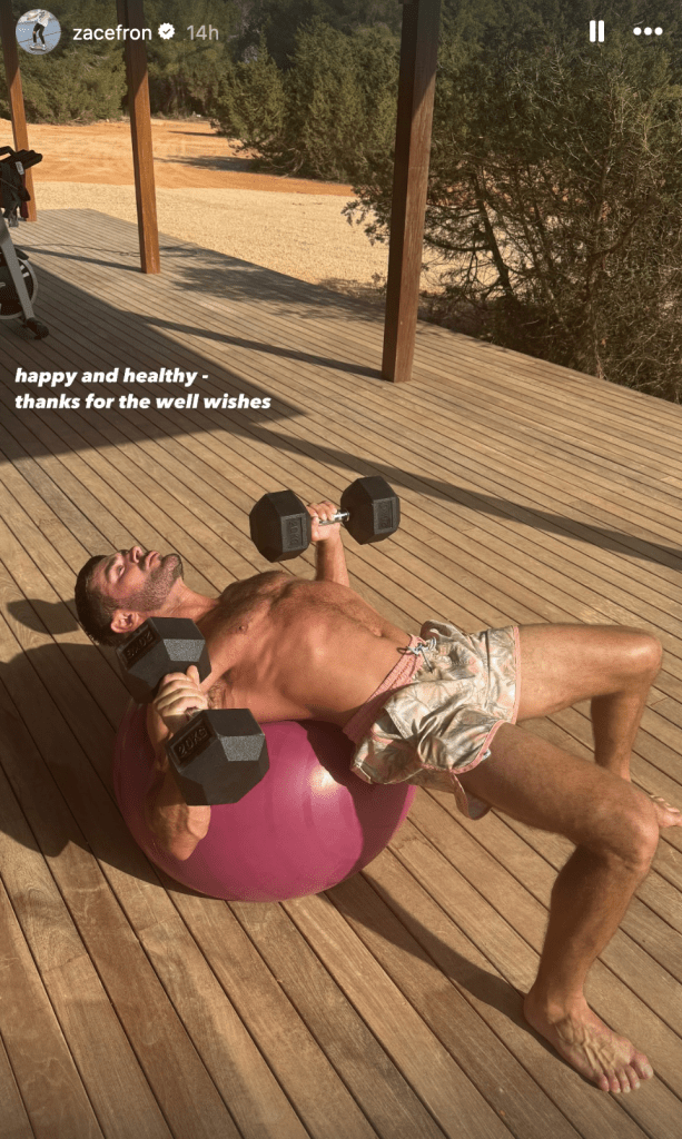 Zac Efron working out 